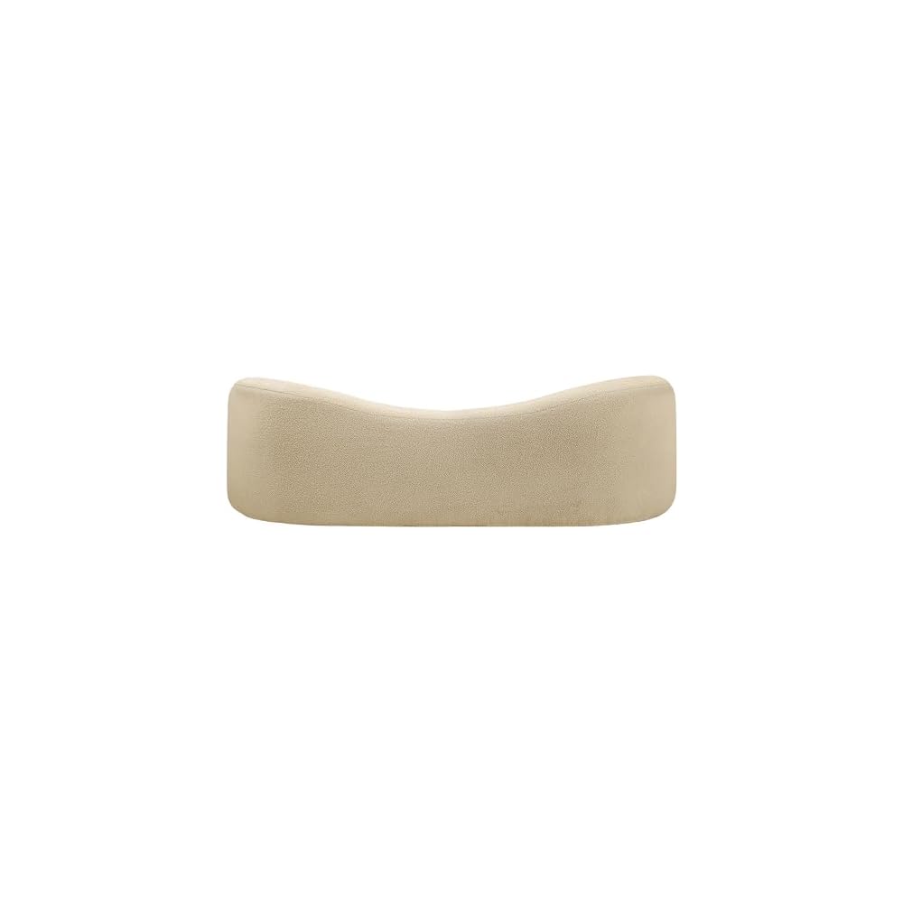 Meridian Furniture 186Beige-S Kali Collection Modern | Contemporary Sofa with Soft Beige Faux Shearling Teddy Fabric, Curved Back, 86" W x 33" D x 27" H, Beige