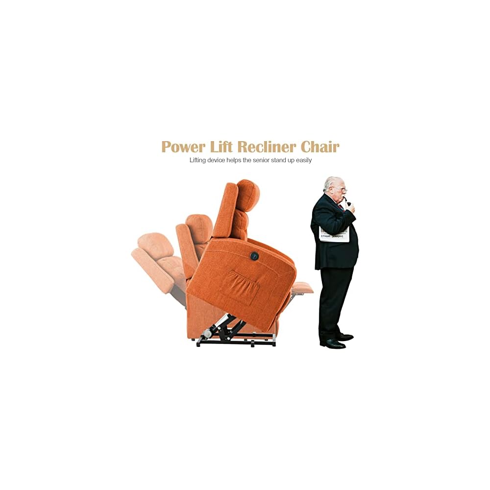Living Room Chairs Power Lift Recliner Chair Massage Heat for Elderly Upgraded Motorized Sofa Linen