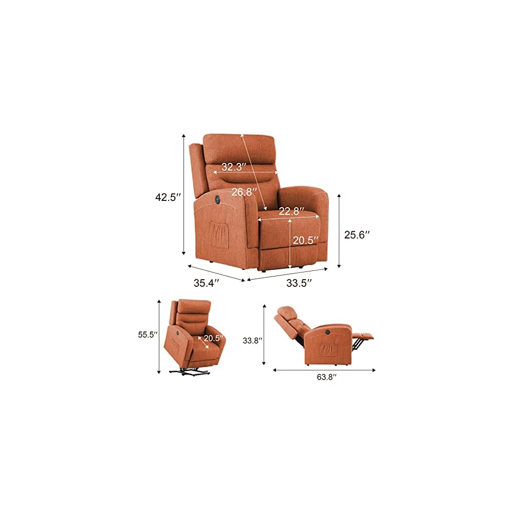 Living Room Chairs Power Lift Recliner Chair Massage Heat for Elderly Upgraded Motorized Sofa Linen