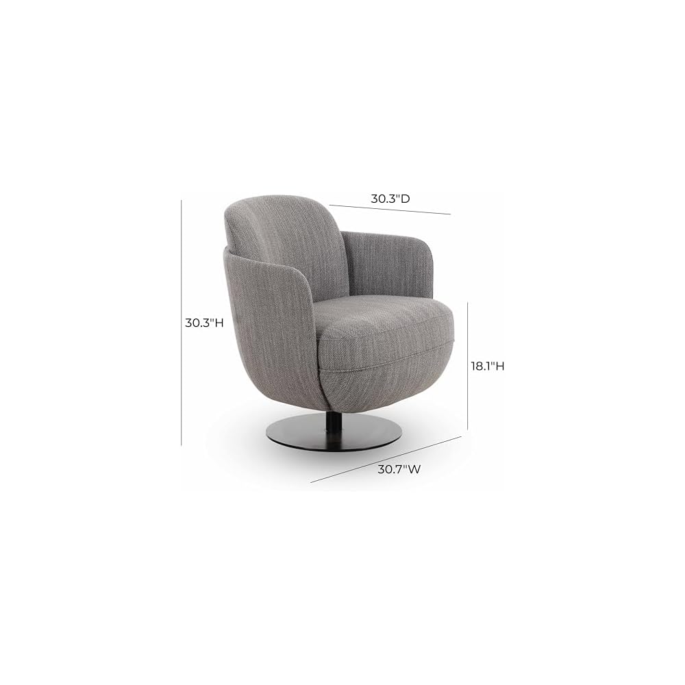 TOV Furniture Solange Grey Textured Weave Swivel Chair