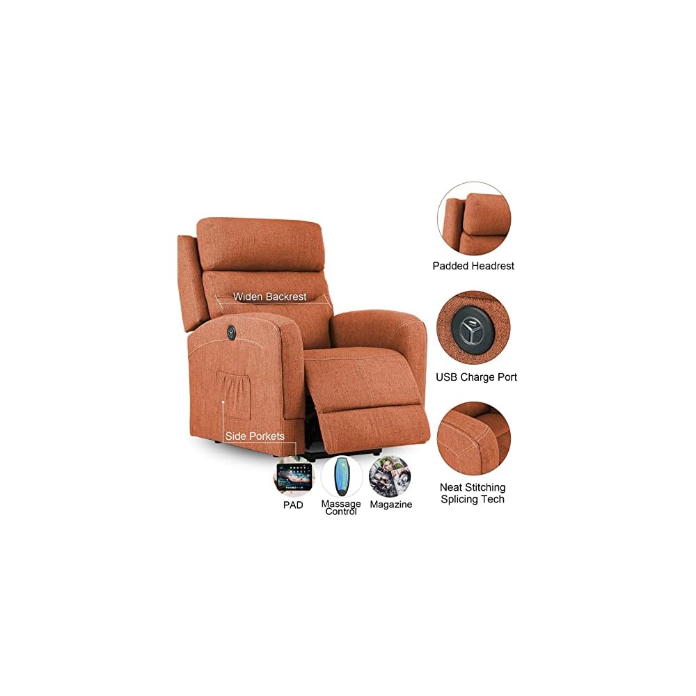 Living Room Chairs Power Lift Recliner Chair Massage Heat for Elderly Upgraded Motorized Sofa Linen