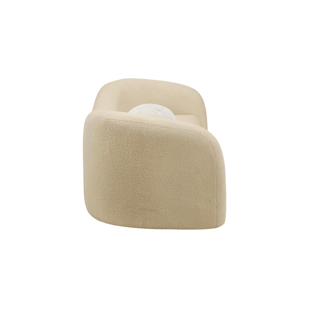 Meridian Furniture 186Beige-S Kali Collection Modern | Contemporary Sofa with Soft Beige Faux Shearling Teddy Fabric, Curved Back, 86" W x 33" D x 27" H, Beige