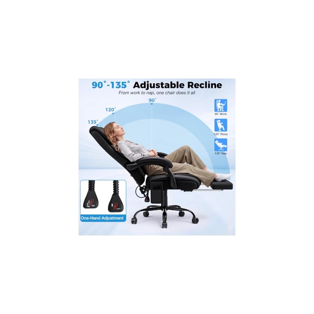HOFFREE Comfortable Office Chair with Lumbar Support for Back Pain Relief