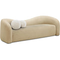 Meridian Furniture 186Beige-S Kali Collection Modern | Contemporary Sofa with Soft Beige Faux Shearling Teddy Fabric, Curved Back, 86" W x 33" D x 27" H, Beige